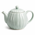 Teiera 900 ml in ceramica verde salvia con coperchio - stile scanalato per tè e tisane