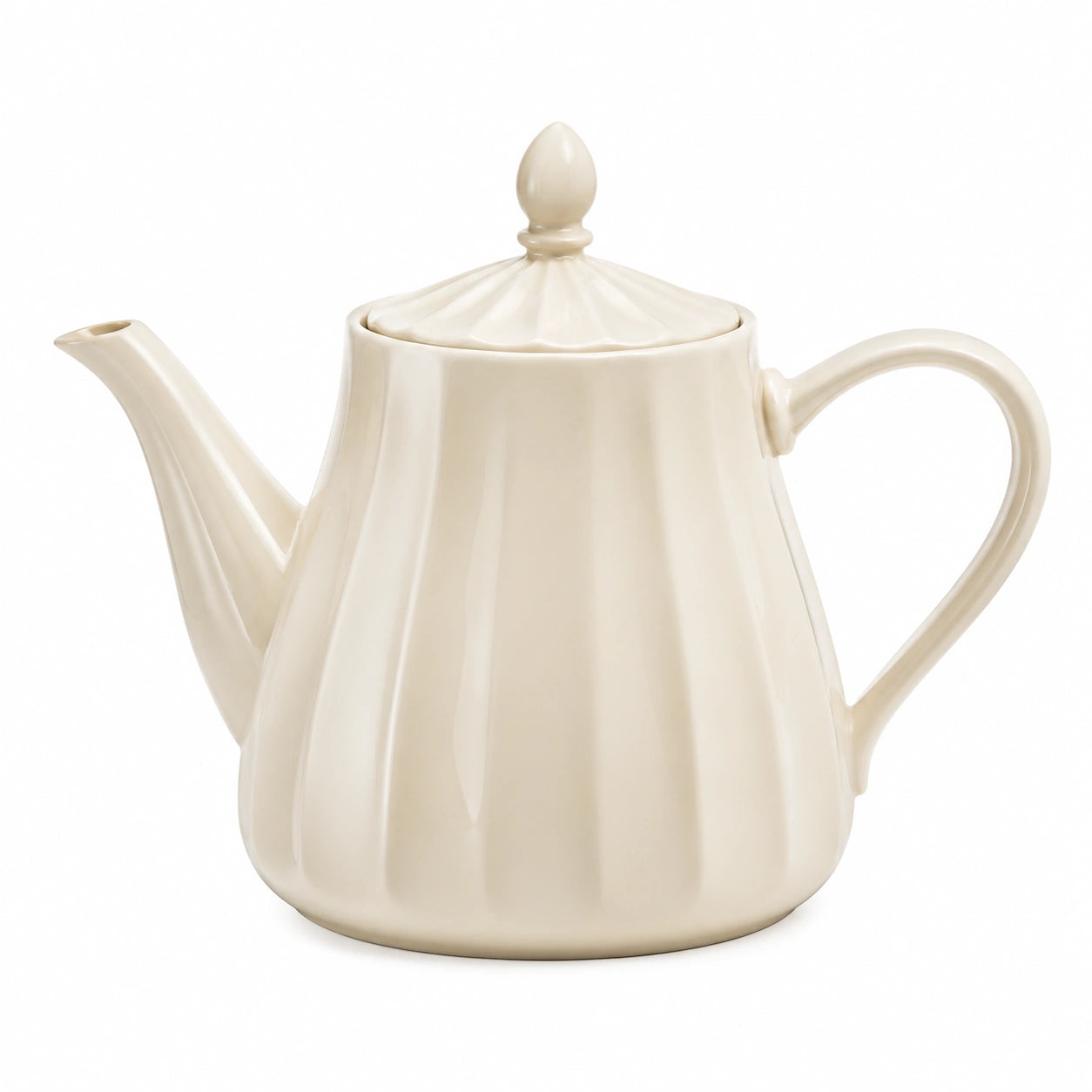 Teiera in ceramica color crema 1200 ml con coperchio e beccuccio versatore