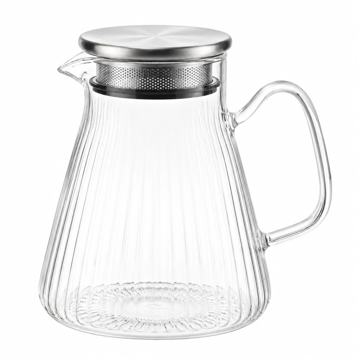 Teiera in vetro trasparente 1000 ml con filtro in acciaio inox e coperchio