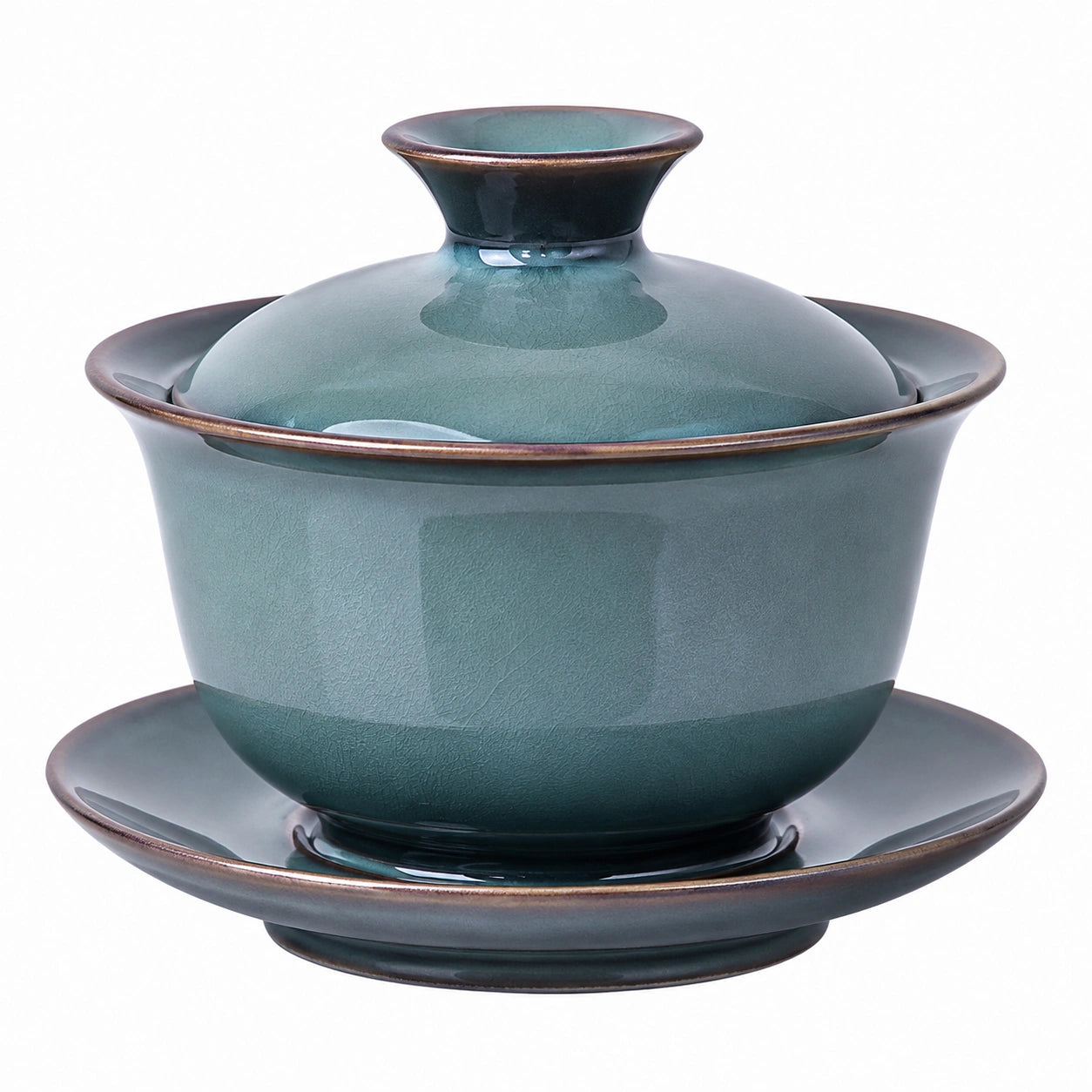 Gaiwan da tè in ceramica 150 ml 10 cm verde con coperchio e piattino stile tradizionale