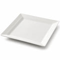 Piatto piano quadrato 26 × 26 cm in ceramica bianca - bordo scanalato