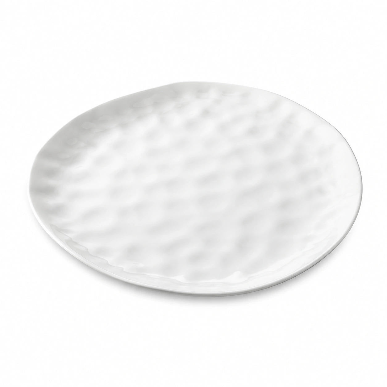 Piatto piano rotondo 27 cm in ceramica bianco effetto marmorizzato