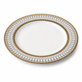 Piatto piano 27 cm in porcellana bianco oro con motivo geometrico