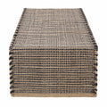 Runner da tavola 180 x 33 cm in fibre tessili beige e grigio scuro - tessuto intrecciato decorativo