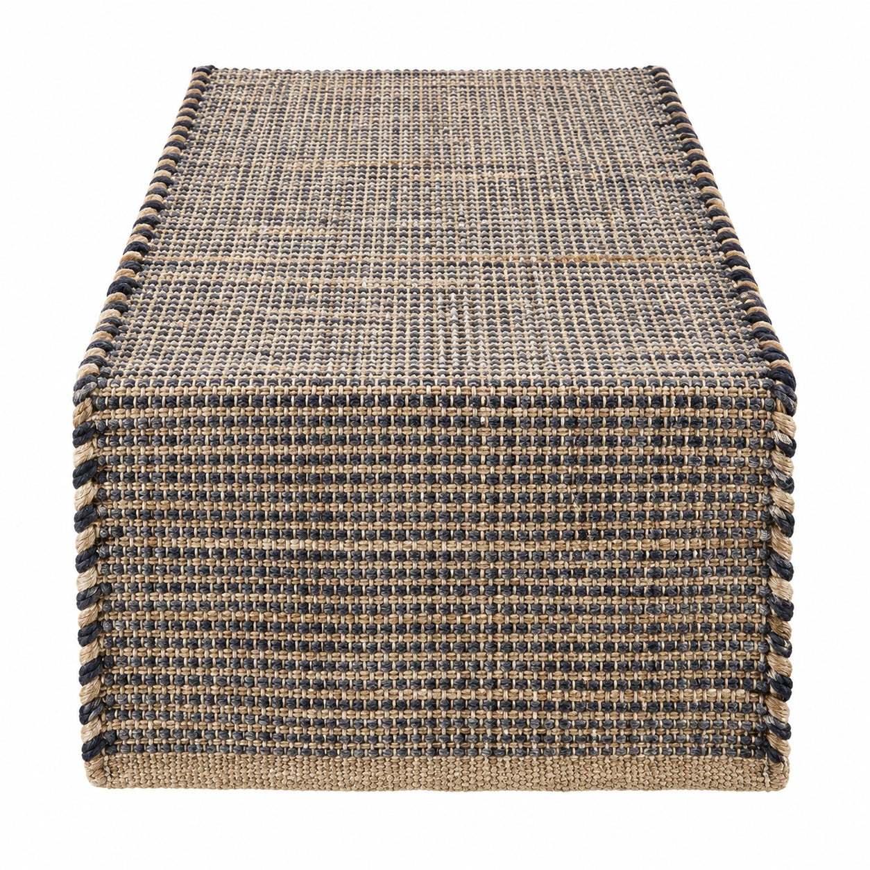 Runner da tavola 180 x 33 cm in fibre tessili beige e grigio scuro - tessuto intrecciato decorativo