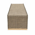 Runner da tavola 180 x 33 cm in tessuto intrecciato beige e nero stile rustico