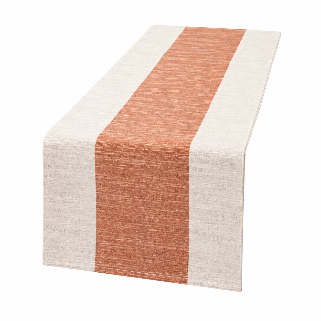 Runner da tavola 180 x 33 cm in tessuto beige terracotta a righe stile moderno
