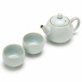 Set da tè 3 pezzi in ceramica verde chiaro 700 ml con finitura dorata