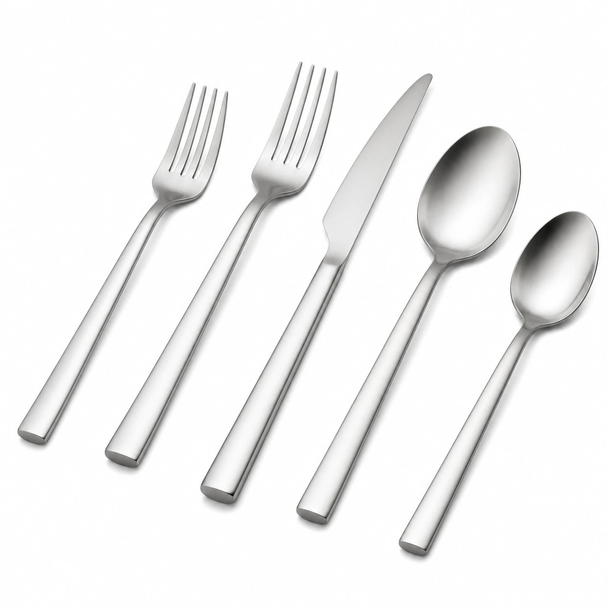 Set posate 5 pezzi in acciaio inox argento - stile moderno per tavola