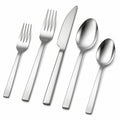 Set posate 5 pezzi in acciaio inox argento - stile moderno per tavola