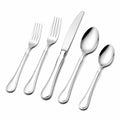Set posate 5 pezzi 14.5-23 cm in acciaio inox argento lucido stile classico da tavola