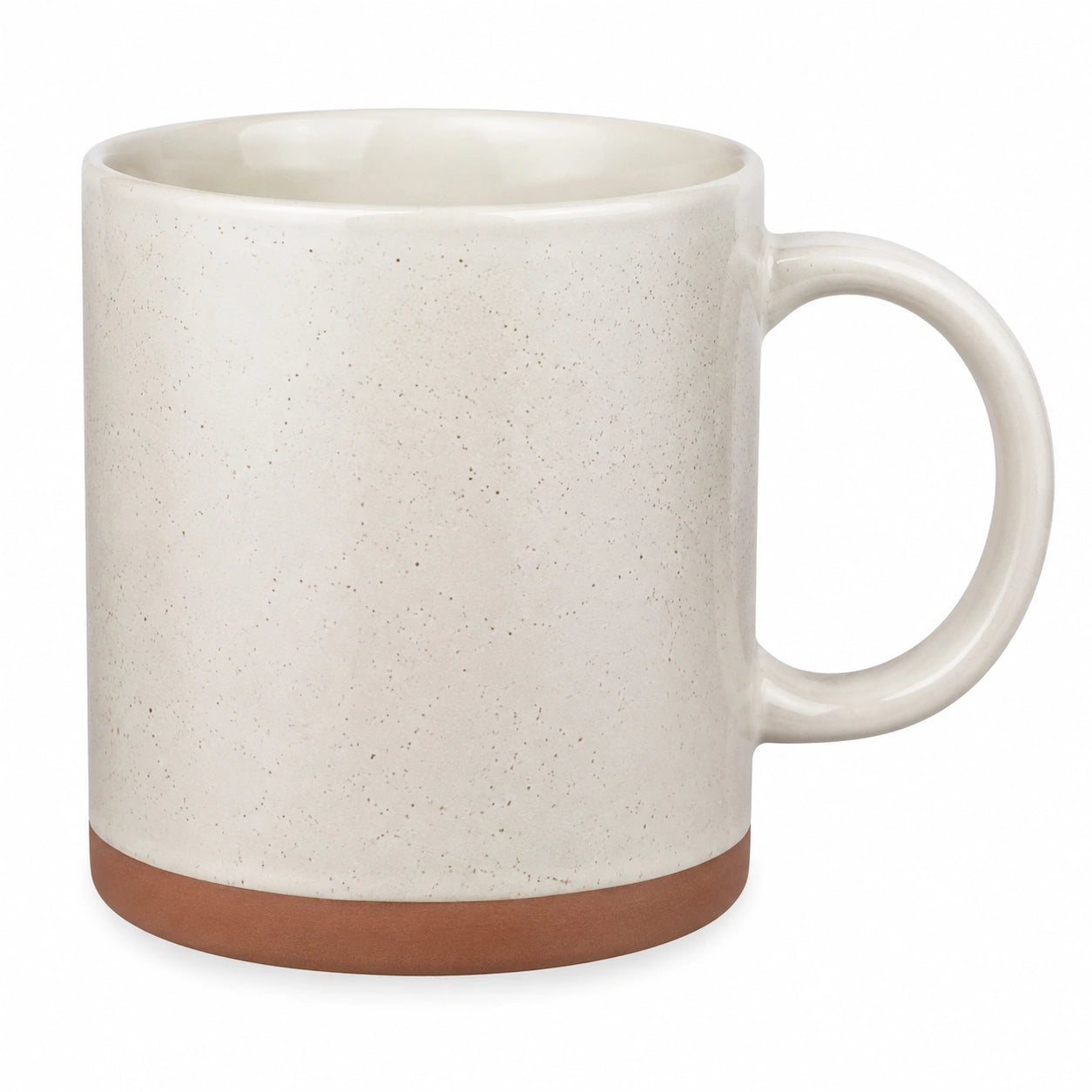 Tazza in ceramica 350 ml crema e marrone con manico stile rustico