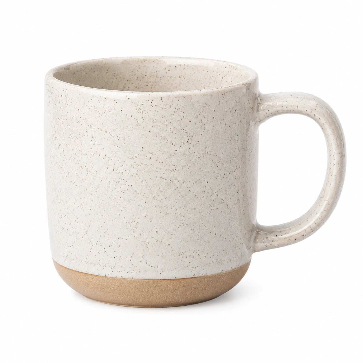 Tazza 450 ml in ceramica beige puntinata con manico stile rustico