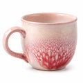 Tazza in ceramica 400 ml rosa e rosso con manico - finitura smaltata
