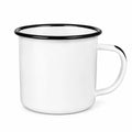 Tazza smaltata 350 ml in metallo bianco e nero con manico stile classico