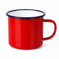 Tazza 350 ml in acciaio smaltato rosso - stile retrò con manico